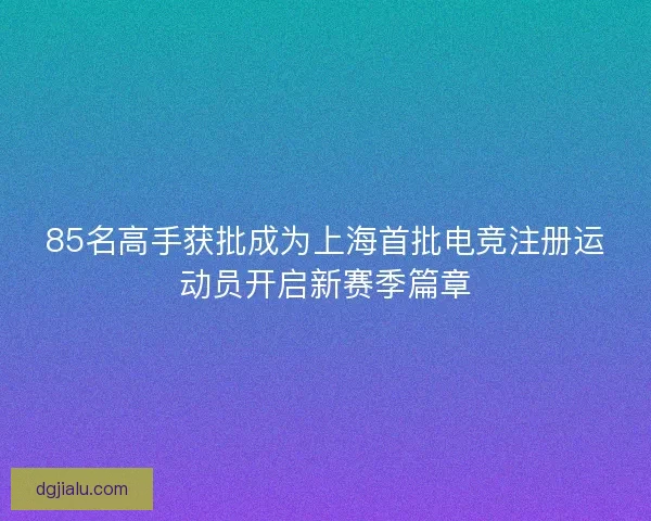 85名高手获批成为上海首批电竞注册运动员开启新赛季篇章